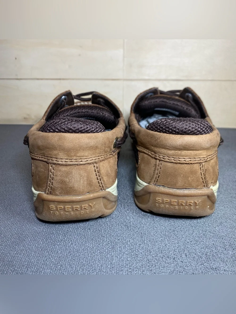 Sperry Top Sider Lanyard Boat Shoes Kid's Boy's Youth Size 1 M Brown Leather
